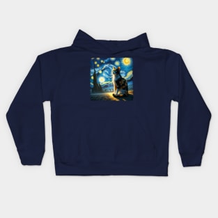 Calico Starry Night Inspired - Artistic Cat Kids Hoodie